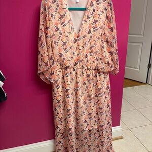 Elegant Floral V-Neck Dress from Anthropologie